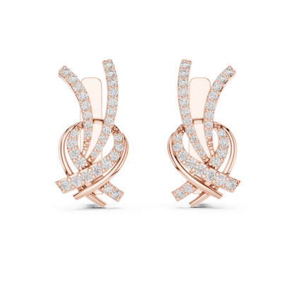 Round Lab Grown Diamond Knot Earrings in Rose Gold