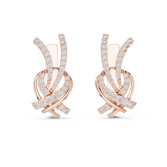 Round Lab Grown Diamond Knot Earrings in Rose Gold