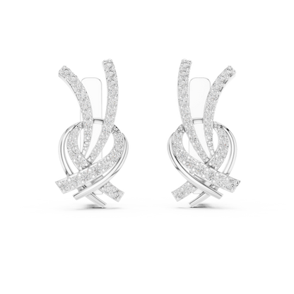 Round Lab Grown Diamond Knot Earrings in Rose Gold