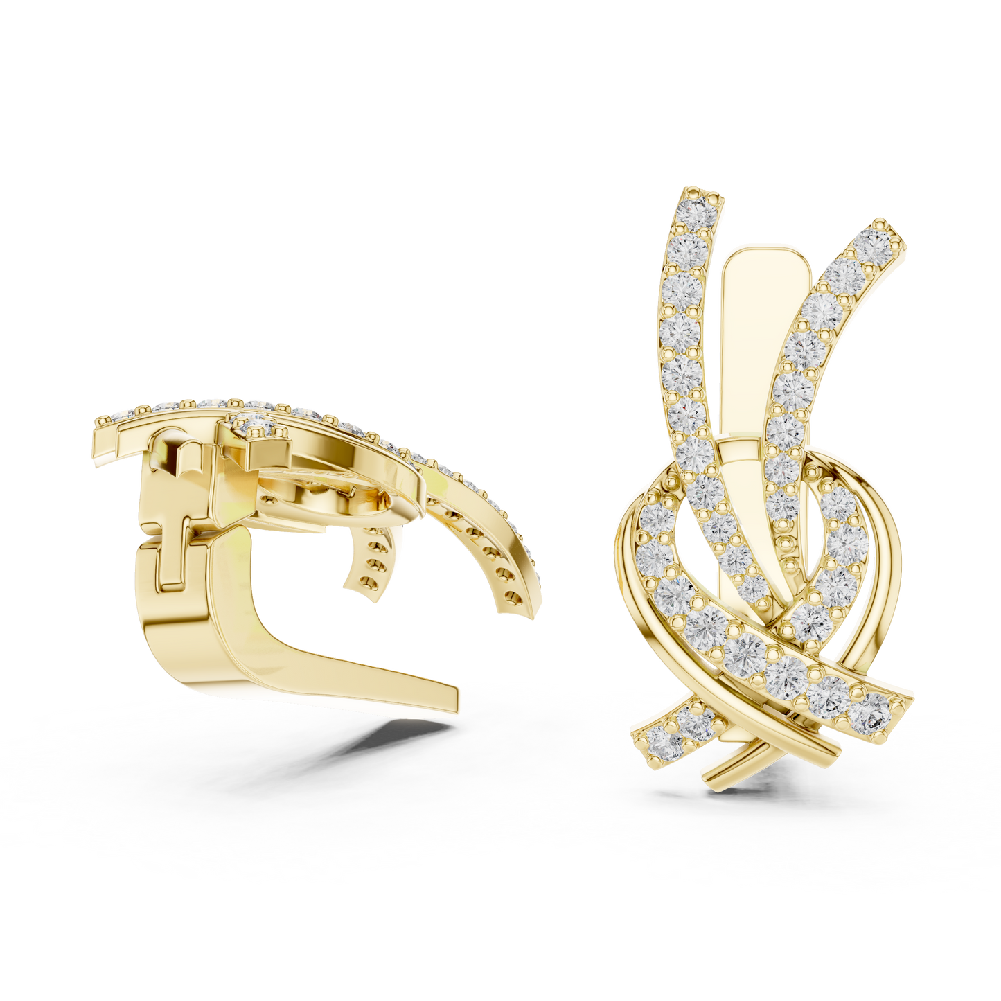 Round Lab Grown Diamond Knot Earrings in Rose Gold