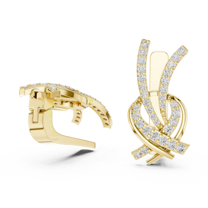 Round Lab Grown Diamond Knot Earrings in Rose Gold