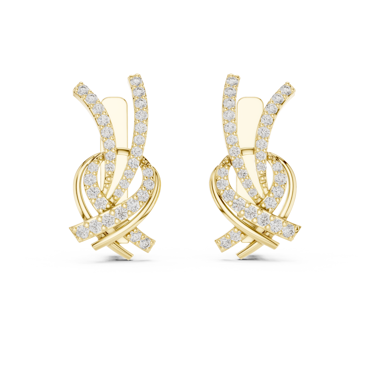 Round Lab Grown Diamond Knot Earrings in Rose Gold