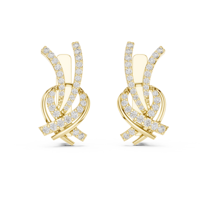 Round Lab Grown Diamond Knot Earrings in Rose Gold