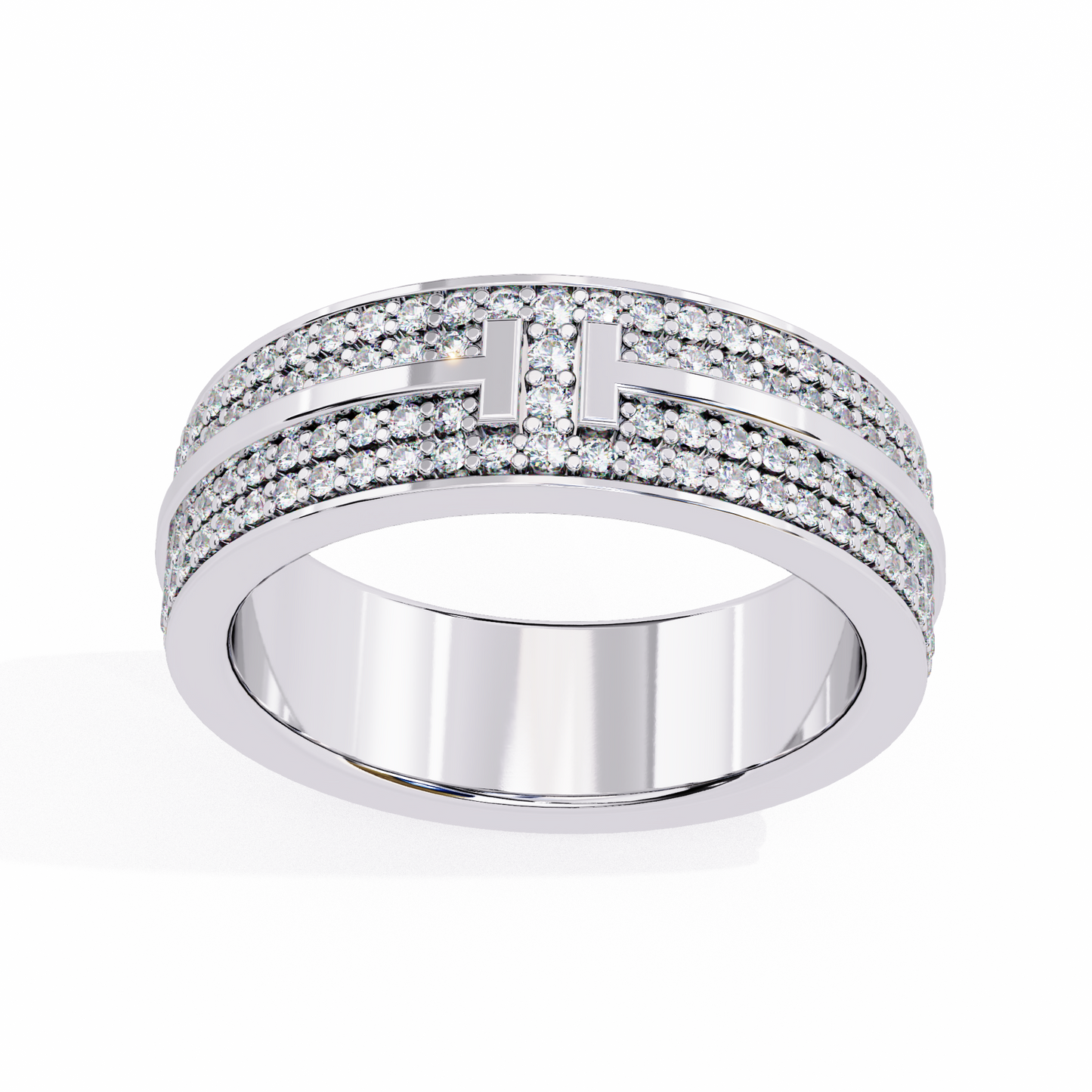 1.66 CTW Round Cut Lab Grown Diamond White Gold Wedding Band