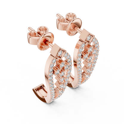 Round Lab Grown Diamond Geometric Earrings in Yellow Gold