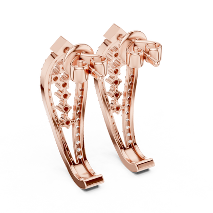Round Lab Grown Diamond Geometric Earrings in Yellow Gold