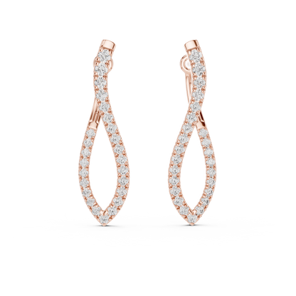 Lab Grown Diamond Twist Teardrop Earrings in 14k Yellow Gold