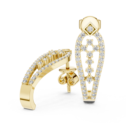 Round Lab Grown Diamond Geometric Earrings in Yellow Gold