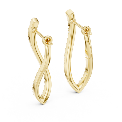 Lab Grown Diamond Twist Teardrop Earrings in 14k Yellow Gold