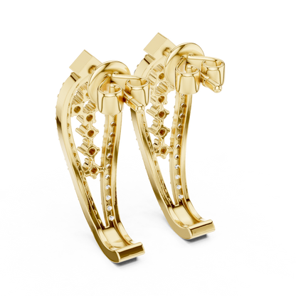 Round Lab Grown Diamond Geometric Earrings in Yellow Gold