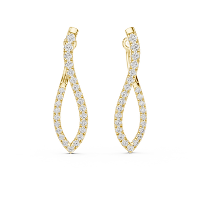 Lab Grown Diamond Twist Teardrop Earrings in 14k Yellow Gold