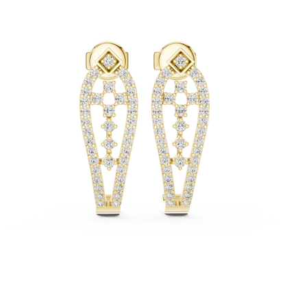 Round Lab Grown Diamond Geometric Earrings in Yellow Gold