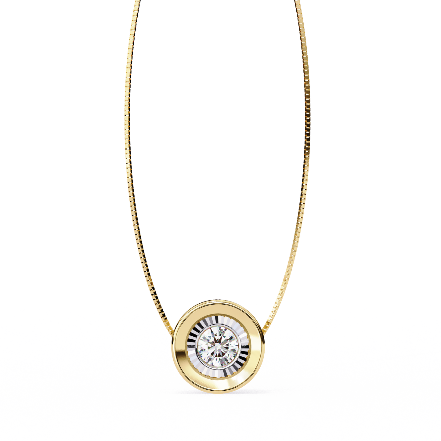 Bezel Round Cut Lab Grown Diamond Solitaire Pendant