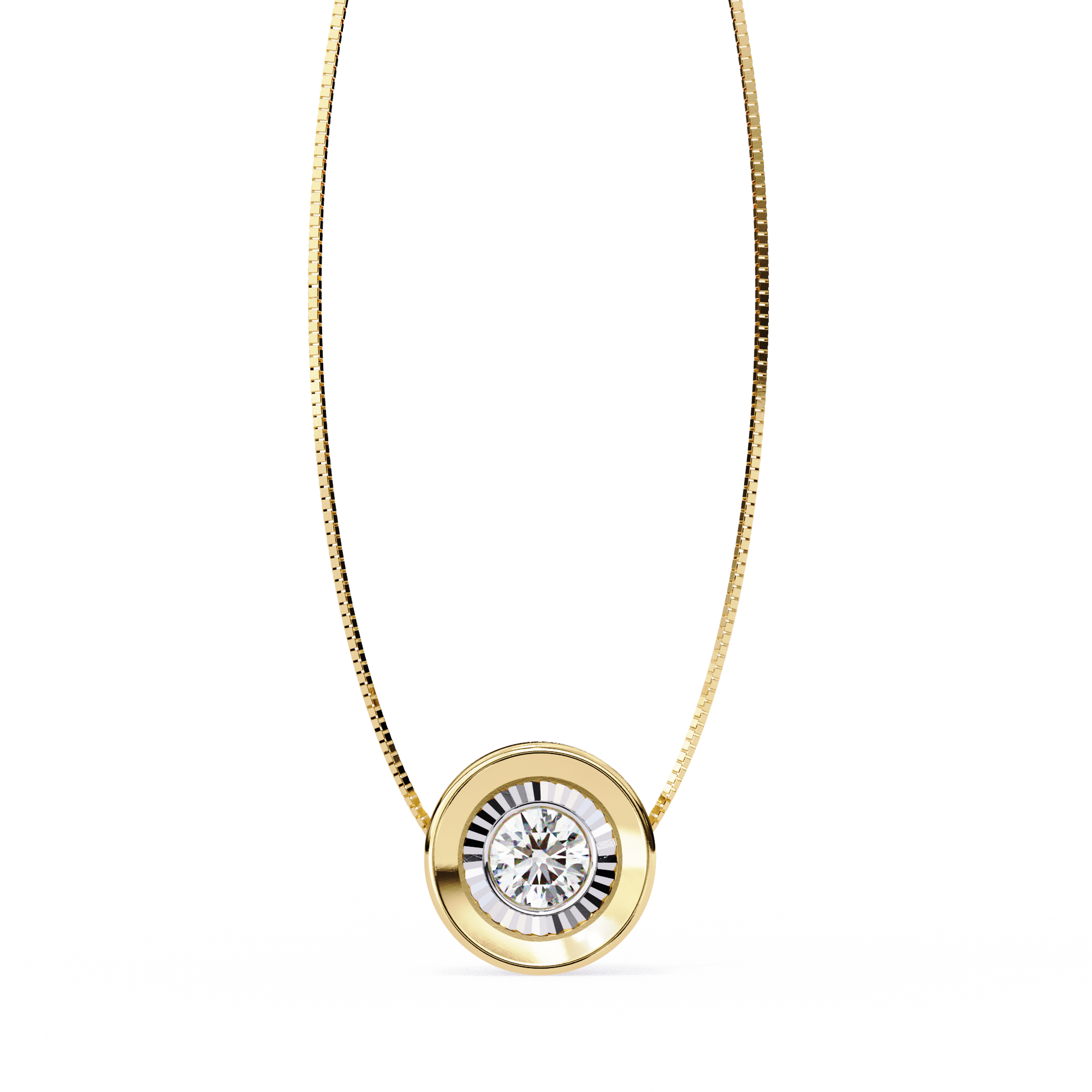 Bezel Round Cut Lab Grown Diamond Solitaire Pendant