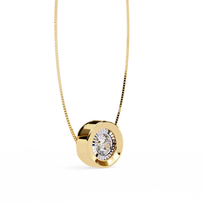 Bezel Round Cut Lab Grown Diamond Solitaire Pendant