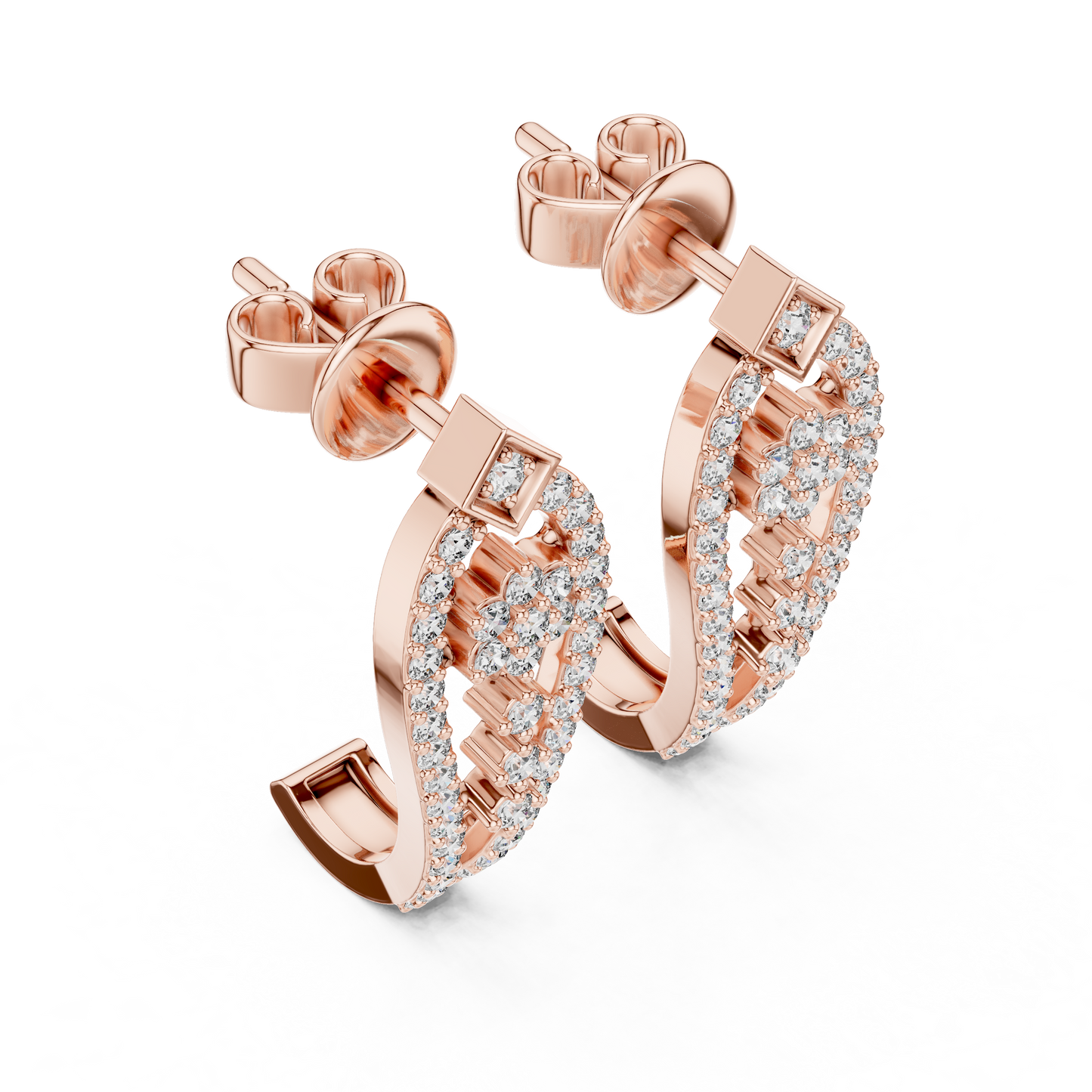 Round Lab Grown Diamond Flower Earrings in White Gold