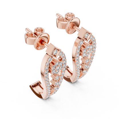 Round Lab Grown Diamond Flower Earrings in White Gold