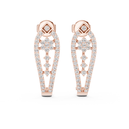 Round Lab Grown Diamond Flower Earrings in White Gold