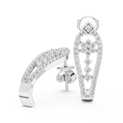 Round Lab Grown Diamond Flower Earrings in White Gold