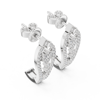 Round Lab Grown Diamond Flower Earrings in White Gold