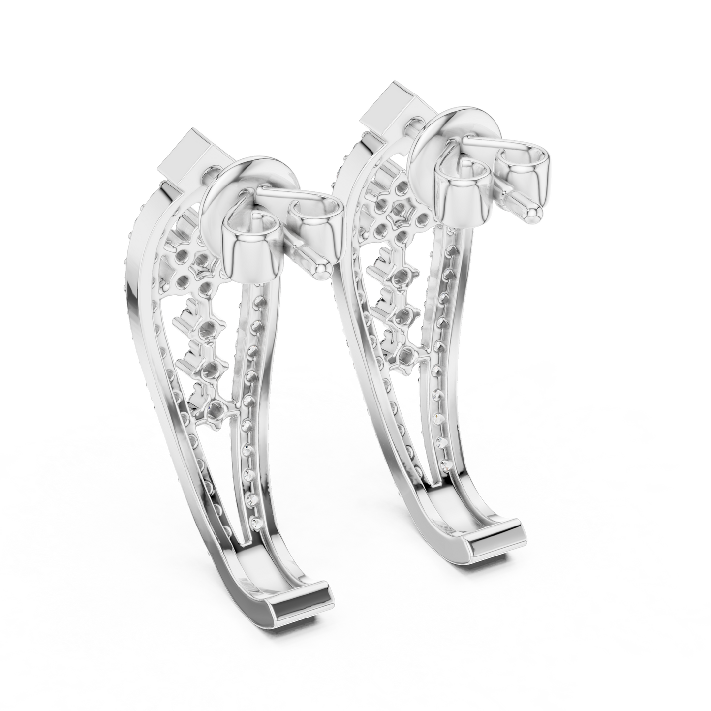 Round Lab Grown Diamond Flower Earrings in White Gold