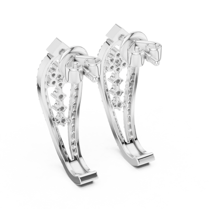 Round Lab Grown Diamond Flower Earrings in White Gold