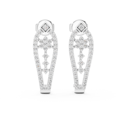 Round Lab Grown Diamond Flower Earrings in White Gold