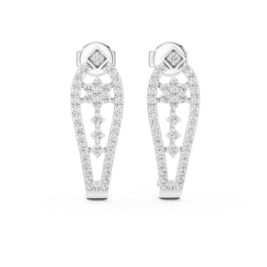 Round Lab Grown Diamond Flower Earrings in White Gold
