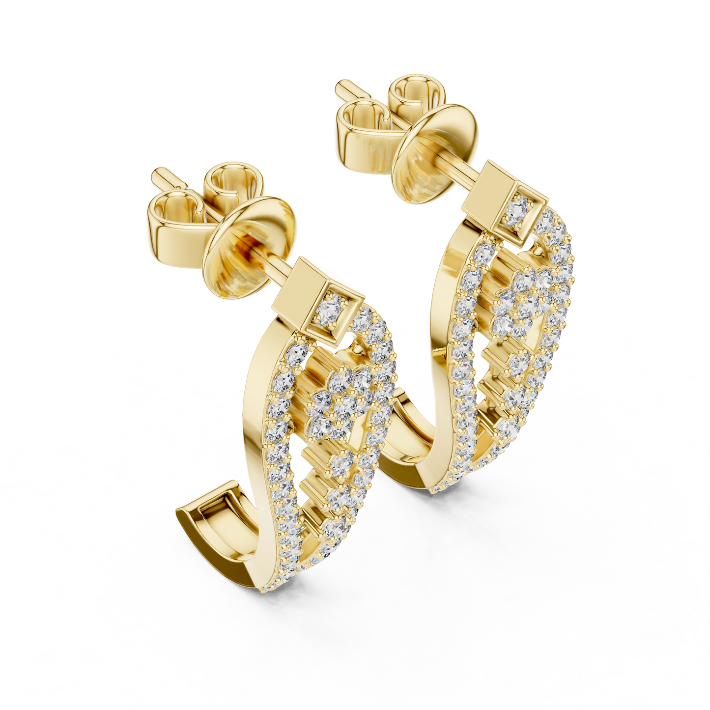 Round Lab Grown Diamond Flower Earrings in White Gold
