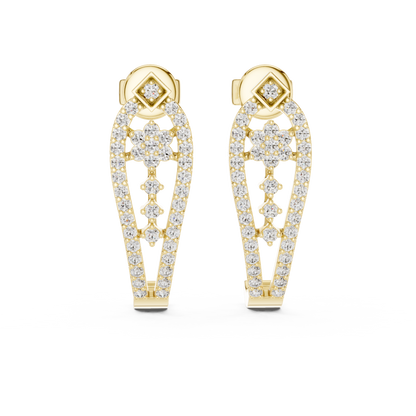 Round Lab Grown Diamond Flower Earrings in White Gold