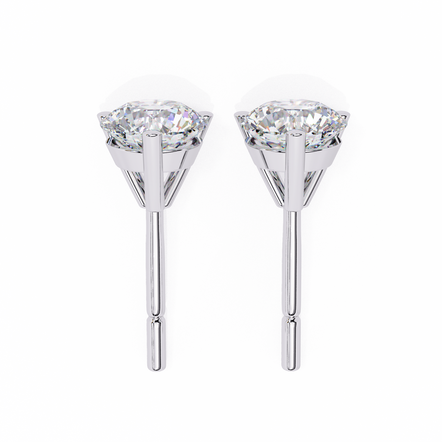 1.3 Ct For Each Round Cut Lab Grown Diamond Three Prong Stud Earring