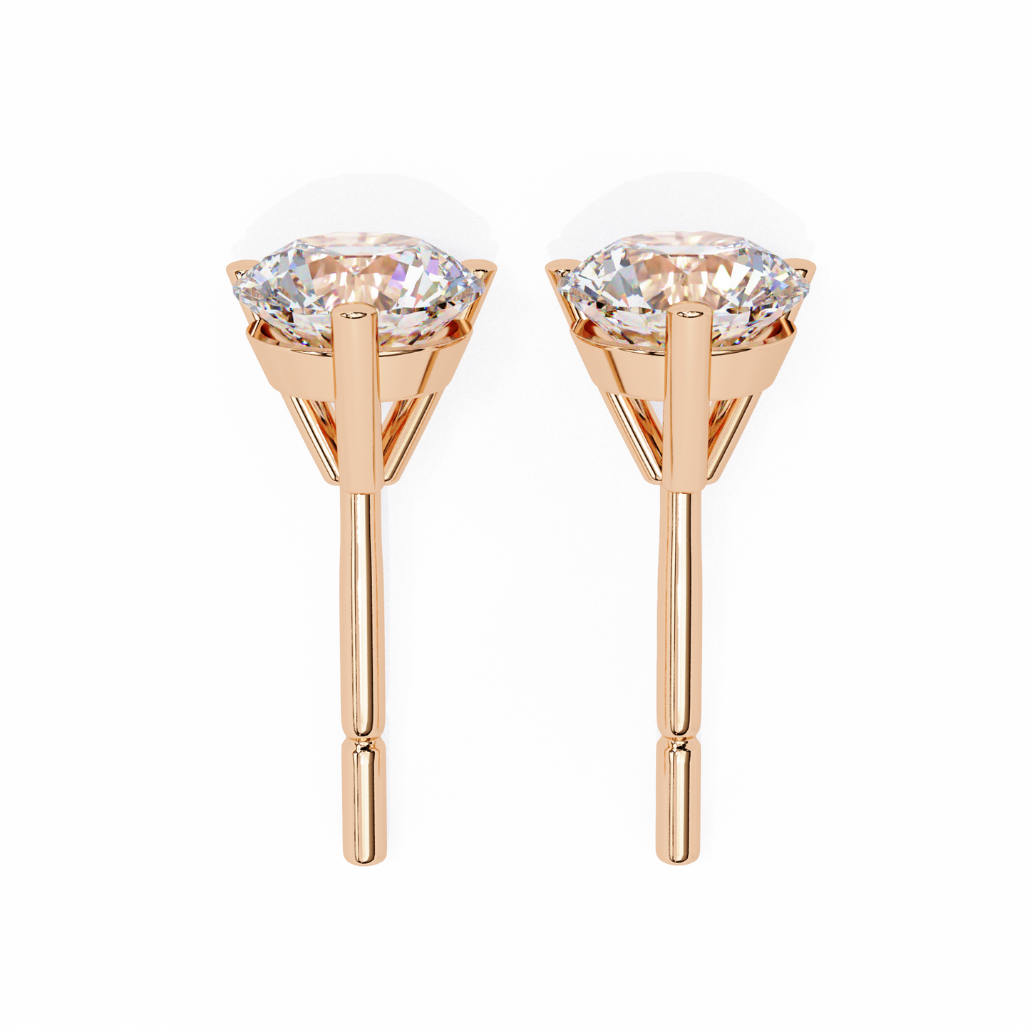 1.3 Ct For Each Round Cut Lab Grown Diamond Three Prong Stud Earring