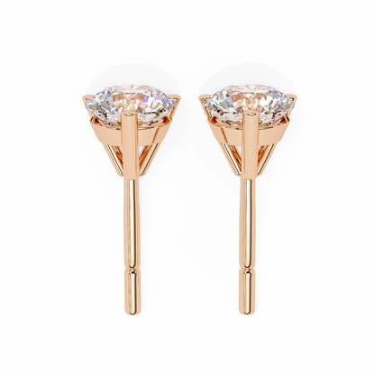 1.3 Ct For Each Round Cut Lab Grown Diamond Three Prong Stud Earring