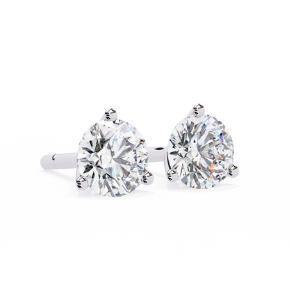 1.3 Ct For Each Round Cut Lab Grown Diamond Three Prong Stud Earring