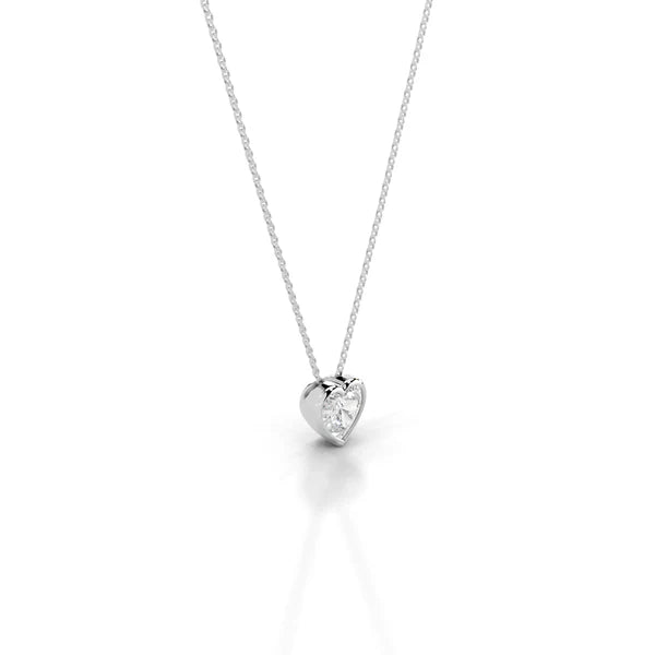 2.2 Ct Heart Cut Moissanite Silver Bezel Set Solitaire Pendant