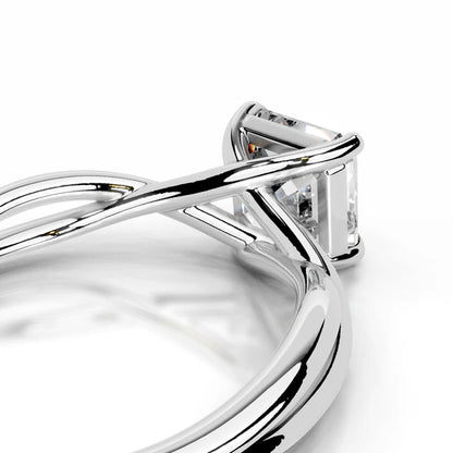 Asscher Cut Moissanite Silver Crossover Shank Engagement Ring