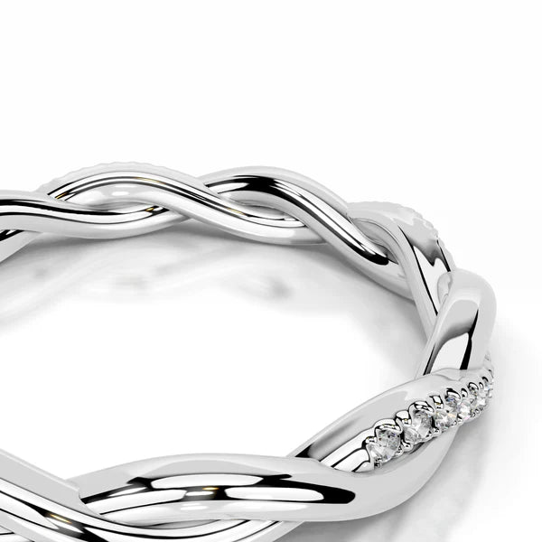 0.14 CTW Round Cut Moissanite Silver Crossover Set Wedding Band