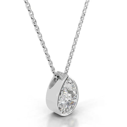 3.0 Ct Pear Cut Moissanite Silver Bezel Set Solitaire Pendant