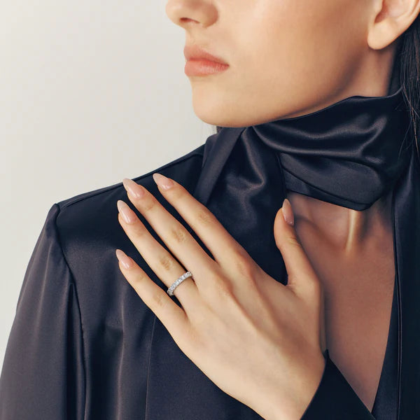 3.0 CTW Cushion Cut Moissanite Silver Full Eternity Set Wedding Band