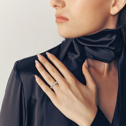 3.0 CTW Cushion Cut Moissanite Silver Full Eternity Set Wedding Band