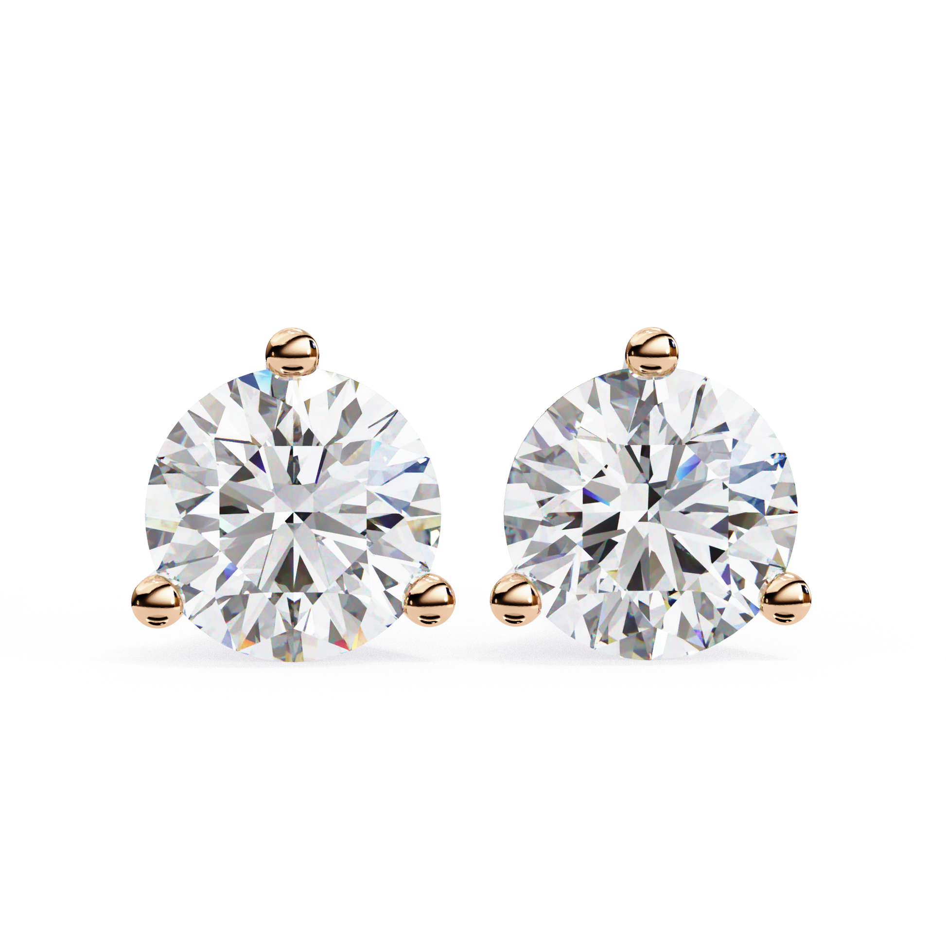 1.3 Ct For Each Round Cut Lab Grown Diamond Three Prong Stud Earring