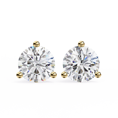 1.3 Ct For Each Round Cut Lab Grown Diamond Three Prong Stud Earring