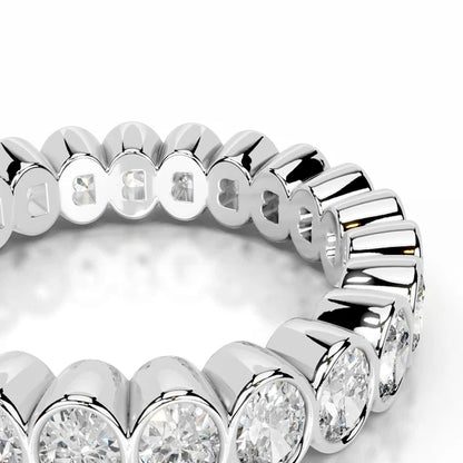 2.8 CTW Oval Cut Moissanite Silver Bezel Full Eternity Set Wedding Band