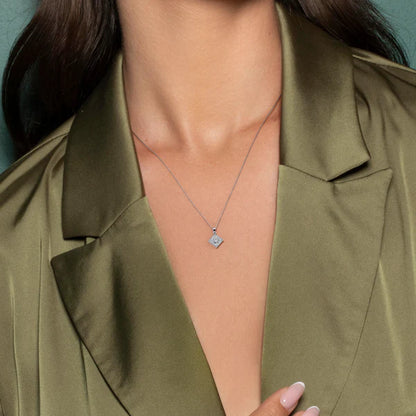 0.4 CT Round Cut Moissanite Silver Pendant in Halo Setting