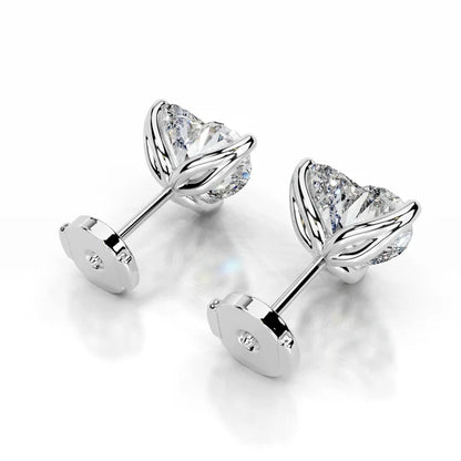 Heart Cut Moissanite Silver Stud Earring