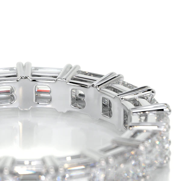 3.0 CTW Emerald Cut Moissanite Silver Full Eternity Set Wedding Band