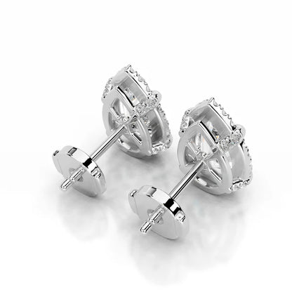 Pear Cut Moissanite Silver Halo Earring