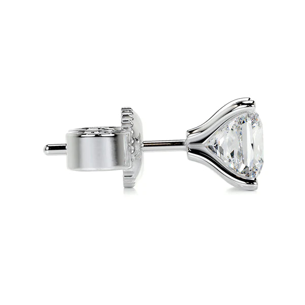 Princess Cut Moissanite Silver Stud Earring