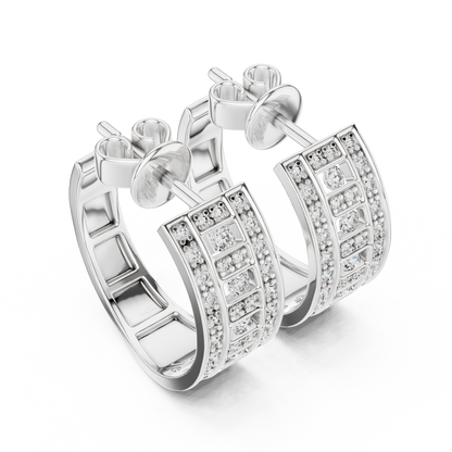 Lab Grown Diamond Wide Channel Set Half Hoop Earrings in Yellow Gold