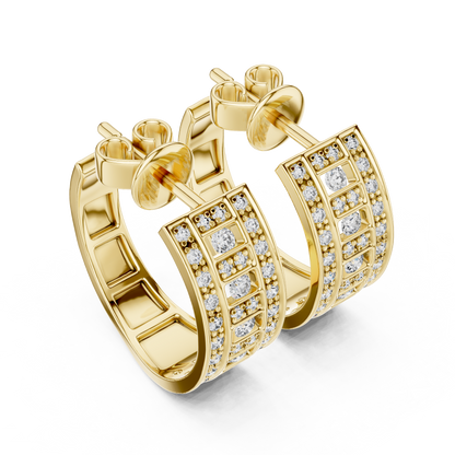 Lab Grown Diamond Wide Channel Set Half Hoop Earrings in Yellow Gold